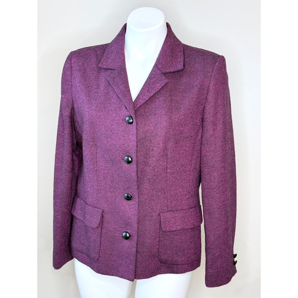 Nordstrom Black & Hot Pink Tweed Blazer Lined w/Pockets Size Petite 12
